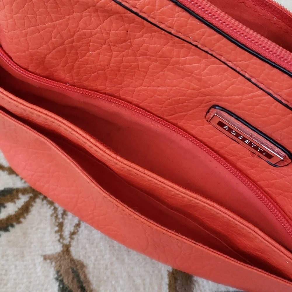 Rosetti Clara Triple Play Crossbody Bag, Faux Pebbled Leather, Orange, Midsize